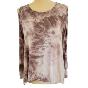 American Eagle Soft & Sexy Tie Dye Cold Shoulder Long Sleeve Tee Size XS
